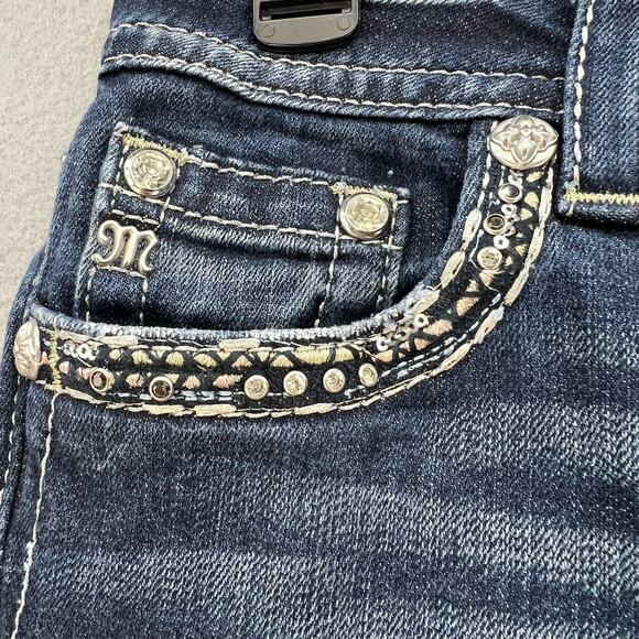Miss Me Jeans Women's Size 27(4)Signature Boot Crystal Metallic Stitching Bling - Picture 9 of 15
